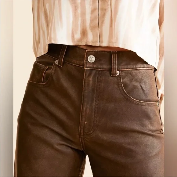 We the Free Misha Vegan Leather Pants Brown - Picture 8 of 8